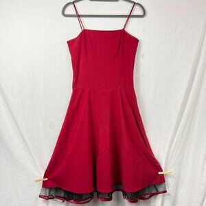 Y2K Fit Flare Swing Dress Womens S Sleeveless Goth Mesh Rockabilly Fishnet Punk